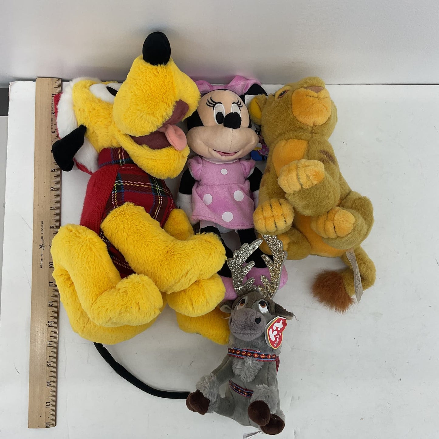 Disney Stuffed Animal Plush Toy Lot Simba Minnie Pluto - Warehouse Toys