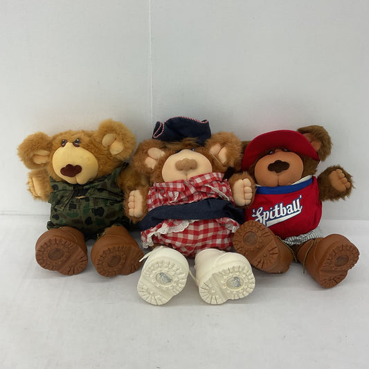 Furskins Brown Stuffed Animal 80s Bear Plush Toy Lot Camo - Warehouse Toys