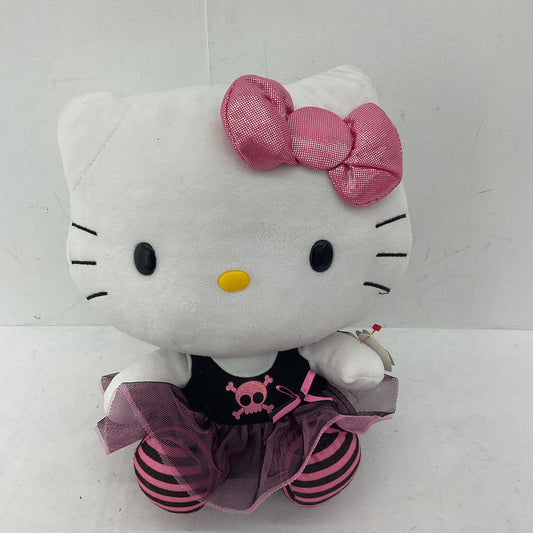 Hello Kitty TY Black Pink Skull Crossbones Dress Stuffed Animal Plush - Warehouse Toys