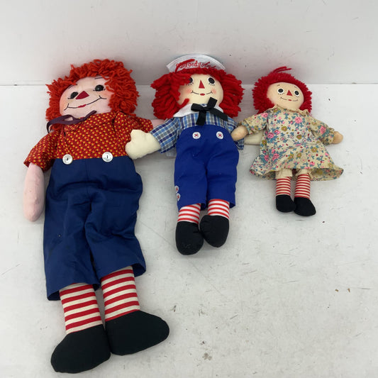 Knickerbocker Raggedy Ann Andy Red Hair Stuffed Animal Toy Ragdoll Lot - Warehouse Toys