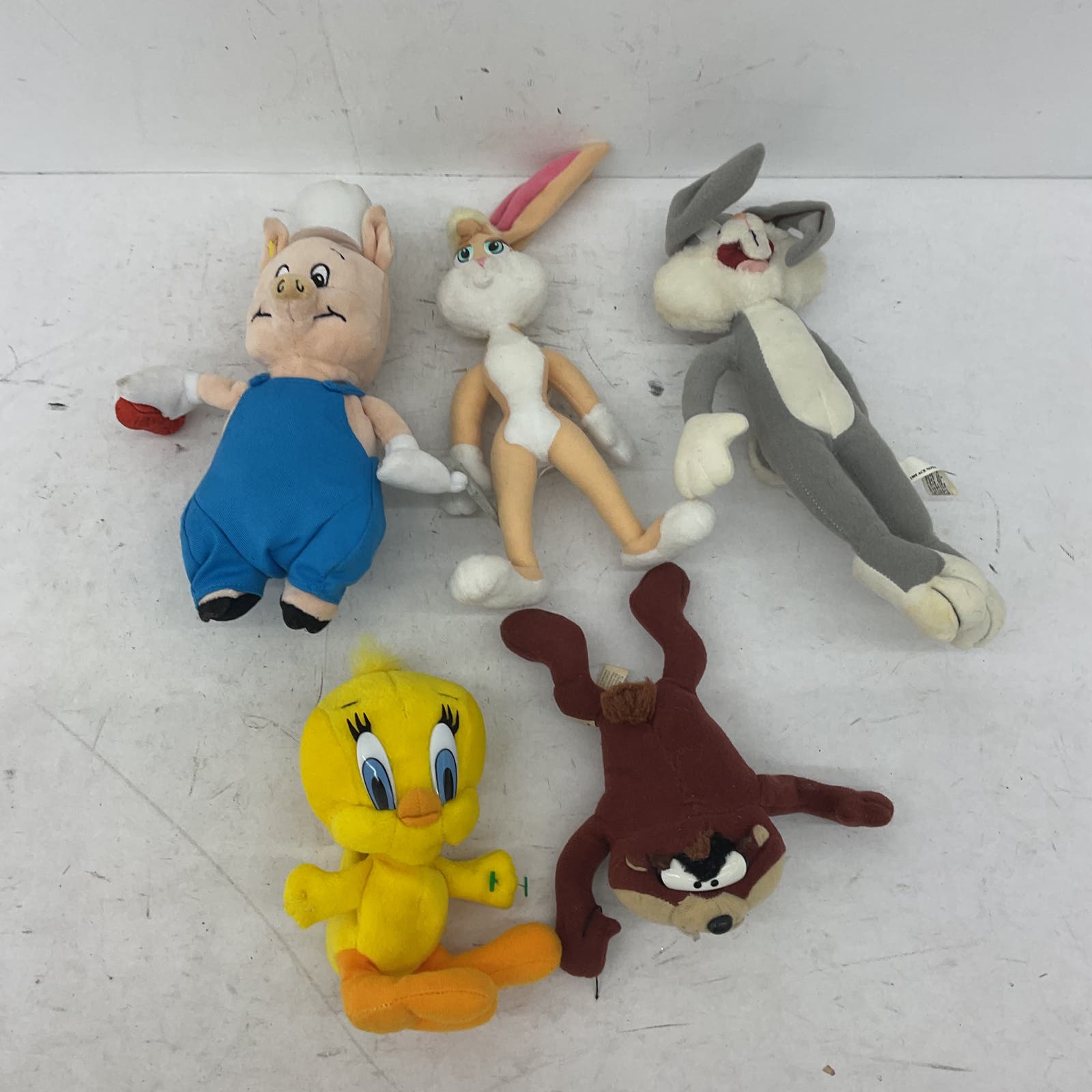 Looney Tunes Stuffed Animal Lot Taz Tweety Bugs Porky Pig Babs VTG - Warehouse Toys