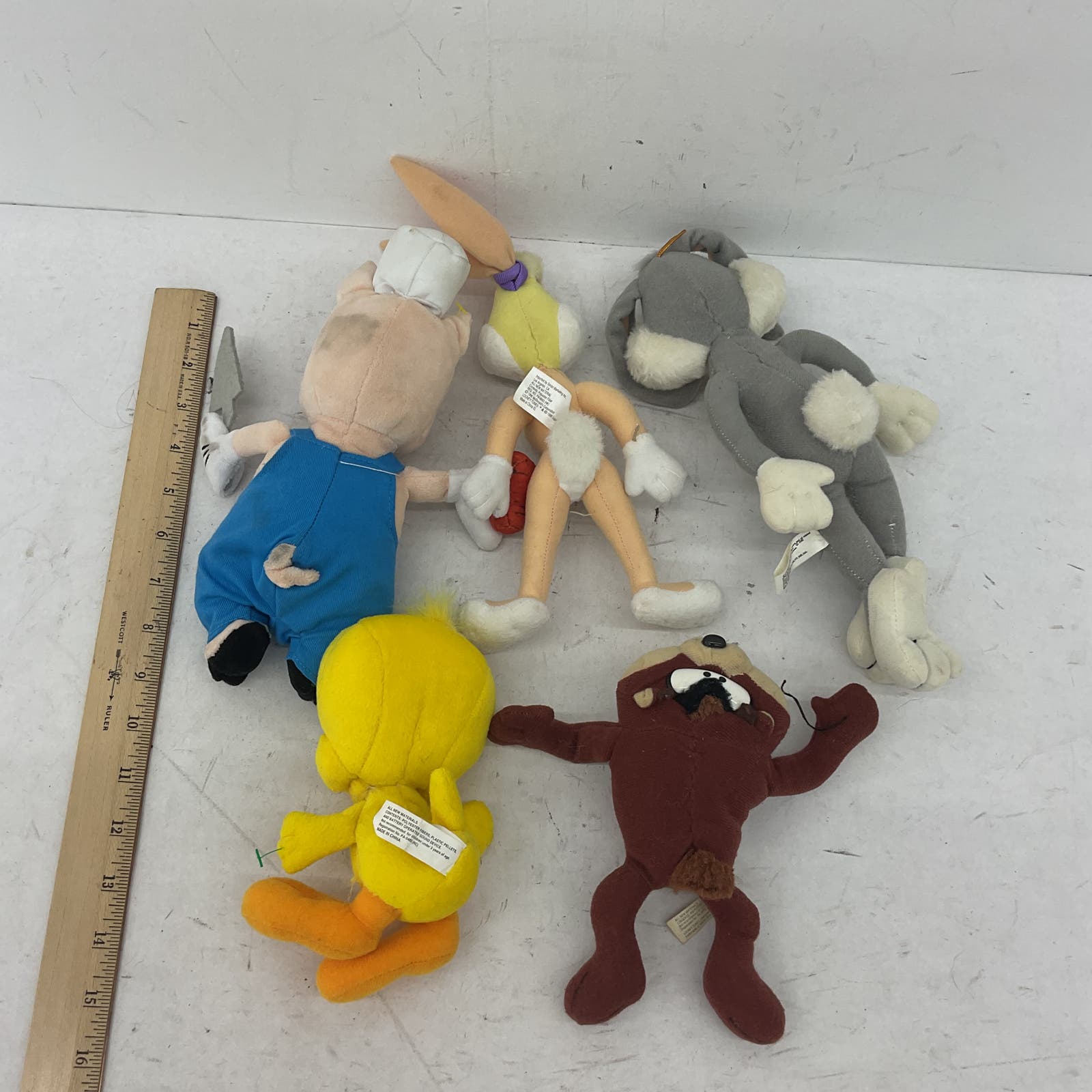 Looney Tunes Stuffed Animal Lot Taz Tweety Bugs Porky Pig Babs VTG - Warehouse Toys