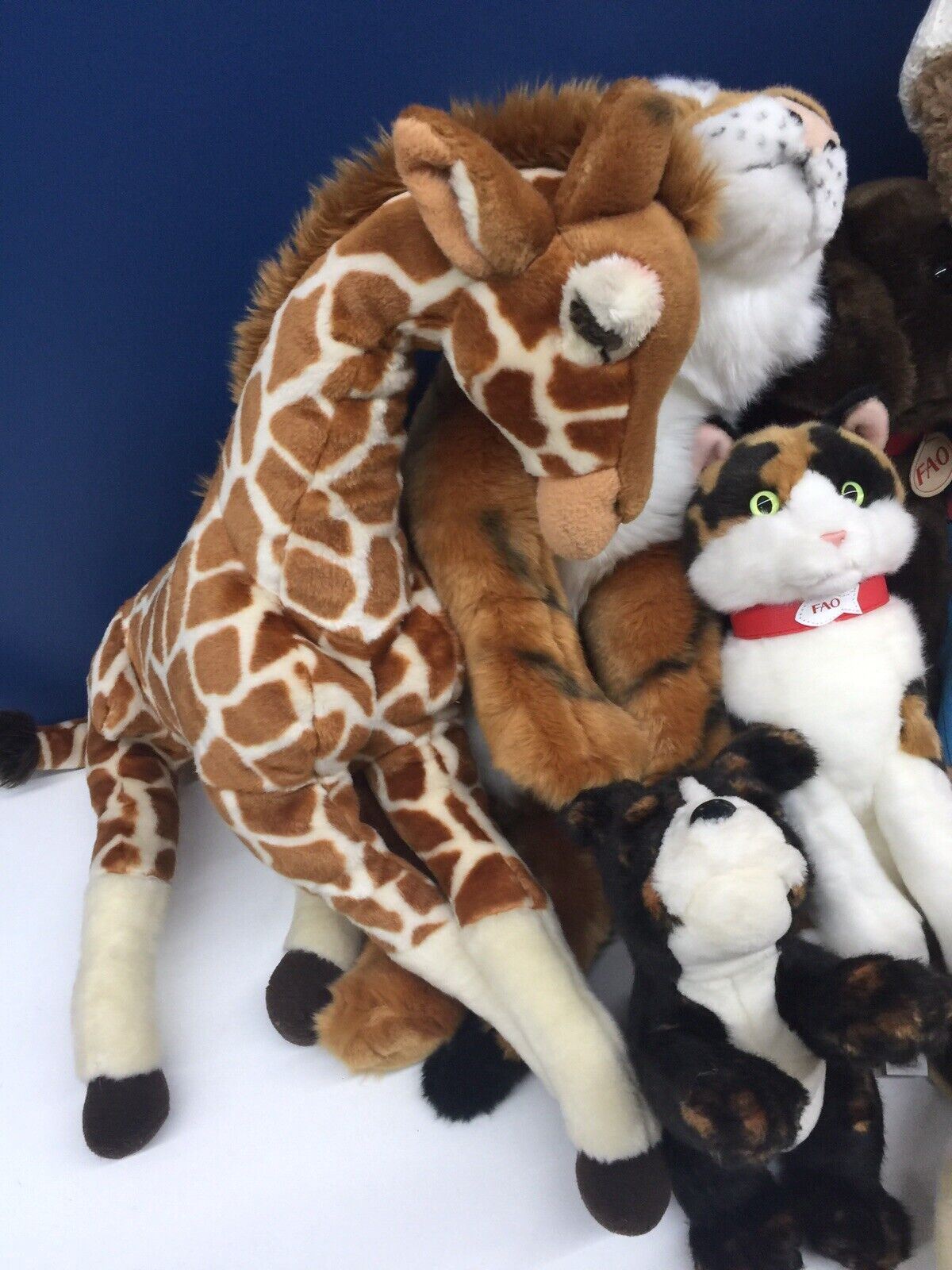 LOT 18 FAO Schwarz Penelope Dog Bear Giraffe Cat Plush Large & Small 3" to 24" - Warehouse Toys