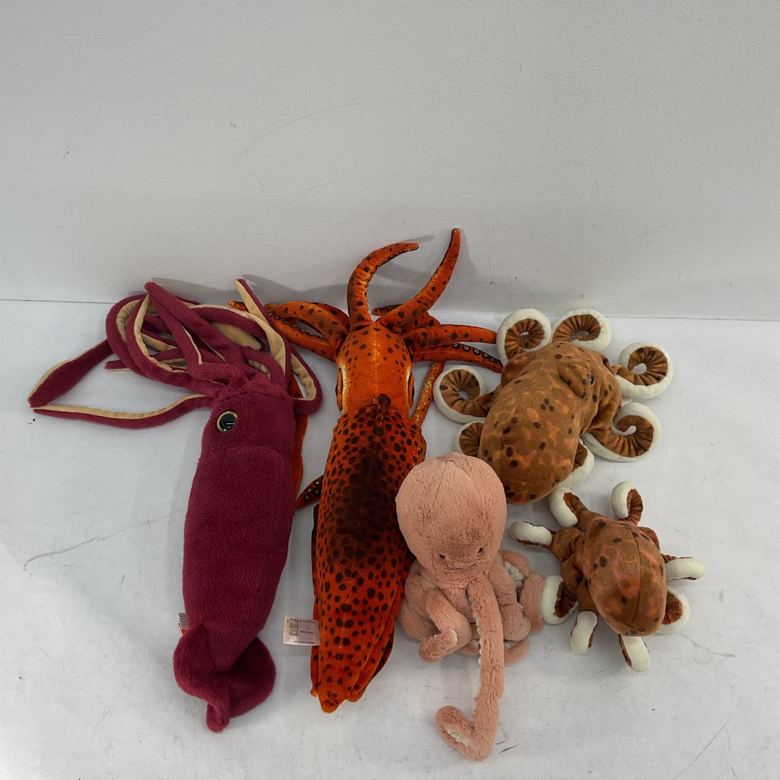 LOT 5 Wild Republic Stuffed Animal Plush Toy Figures Octopus Squid Sea Creatures - Warehouse Toys