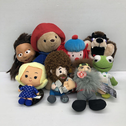 LOT 8 Mixed Stuffed Character Cartoon Kermit Bob Ross Paddington Plush Dolls - Warehouse Toys